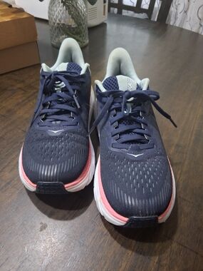 HOKA Women's Navy and Orange Running Shoes - Comfortable Lace-Up Sneakers